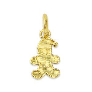 Solid 10k Gold Gingerbread Man Charm - Christmas Jewelry Gifts for Her